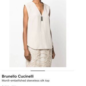 Brunello Cucinelli Monili-embellished sleeveless silk top XS